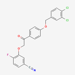 molecular formula C22H14Cl2FNO3 B8686643 3-(2-(4-((3,4-Dichlorobenzyl)oxy)phenyl)-2-oxoethoxy)-4-fluorobenzonitrile 