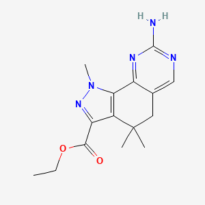 molecular formula C15H19N5O2 B8686651 Ethyl 8-amino-1,4,4-trimethyl-4,5-dihydro-1H-pyrazolo[4,3-h]quinazoline-3-carboxylate 