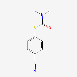 molecular formula C10H10N2OS B8686662 4-Dimethylcarbamoylthio-benzonitrile CAS No. 19290-43-8