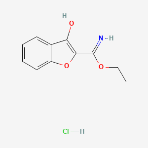 molecular formula C11H12ClNO3 B8686745 Ethyl 3-hydroxybenzo[b]furan-2-carboximidate hydrochloride CAS No. 89525-82-6