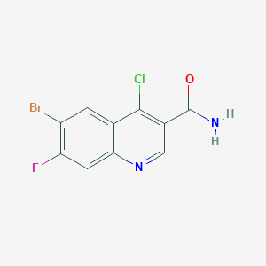 molecular formula C10H5BrClFN2O B8687138 6-Bromo-4-chloro-7-fluoroquinoline-3-carboxamide 