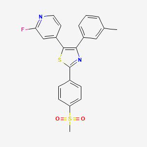 molecular formula C22H17FN2O2S2 B8687321 5-(2-Fluoro-4-pyridyl)-4-(3-methylphenyl)-2-(4-methylsulfonylphenyl)-1,3-thiazole CAS No. 303162-56-3