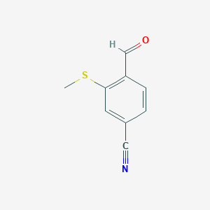 molecular formula C9H7NOS B8687392 4-Formyl-3-(methylsulfanyl)benzonitrile 