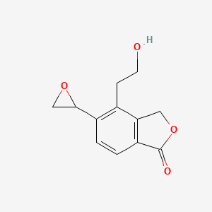 molecular formula C12H12O4 B8687596 4-(2-hydroxyethyl)-5-oxiran-2-yl-2-benzofuran-1(3H)-one 