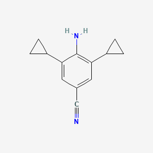 molecular formula C13H14N2 B8687614 4-Amino-3,5-dicyclopropylbenzonitrile 