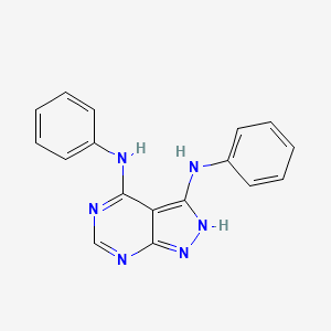 molecular formula C17H14N6 B8687626 1H-Pyrazolo[3,4-d]pyrimidine-3,4-diamine, N,N'-diphenyl- CAS No. 183738-38-7