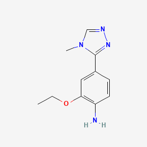 molecular formula C11H14N4O B8688027 2-Ethoxy-4-(4-methyl-4H-1,2,4-triazol-3-yl)aniline 