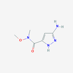 molecular formula C6H10N4O2 B8688441 3-amino-N-methoxy-N-methyl-1H-pyrazole-5-carboxamide CAS No. 1290181-45-1