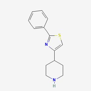 molecular formula C14H16N2S B8688550 4-(2-Phenyl-1,3-thiazol-4-yl)piperidine 