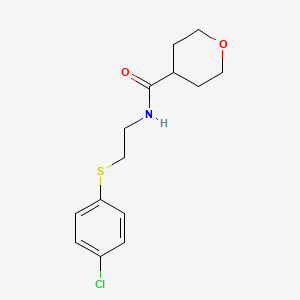 molecular formula C14H18ClNO2S B8688566 N-{2-[(4-chlorophenyl)sulfanyl]ethyl}tetrahydro-2H-pyran-4-carboxamide 