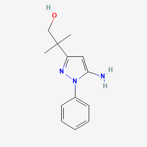 molecular formula C13H17N3O B8689221 2-(5-amino-1-phenyl-1H-pyrazol-3-yl)-2-methylpropan-1-ol 