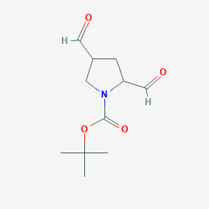 molecular formula C11H17NO4 B8689233 tert-Butyl 2,4-diformylpyrrolidine-1-carboxylate 