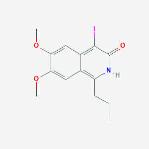 molecular formula C14H16INO3 B8689276 4-Iodo-6,7-dimethoxy-1-propylisoquinolin-3-ol 