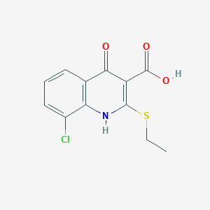 molecular formula C12H10ClNO3S B8689686 8-Chloro-2-(ethylsulfanyl)-4-oxo-1,4-dihydroquinoline-3-carboxylic acid CAS No. 861397-36-6