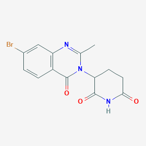 molecular formula C14H12BrN3O3 B8689687 3-(7-Bromo-2-methyl-4-oxo-quinazolin-3-YL)piperidine-2,6-dione 