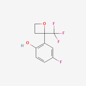 molecular formula C10H8F4O2 B8690154 4-Fluoro-2-(2-(trifluoromethyl)oxetan-2-yl)phenol 