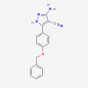 molecular formula C17H14N4O B8690332 5-amino-3-(4-(benzyloxy)phenyl)-1H-pyrazole-4-carbonitrile 