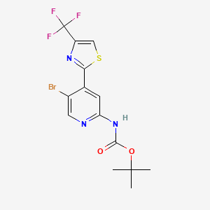 molecular formula C14H13BrF3N3O2S B8690392 tert-Butyl (5-bromo-4-(4-(trifluoromethyl)thiazol-2-yl)pyridin-2-yl)carbamate 