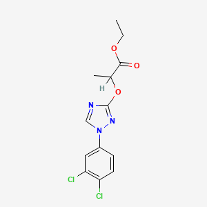 molecular formula C13H13Cl2N3O3 B8690858 Propanoic acid, 2-((1-(3,4-dichlorophenyl)-1H-1,2,4-triazol-3-yl)oxy)-, ethyl ester CAS No. 110607-60-8