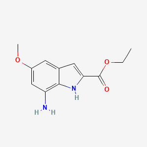 molecular formula C12H14N2O3 B8691003 ethyl 7-amino-5-methoxy-1H-indole-2-carboxylate CAS No. 91567-51-0