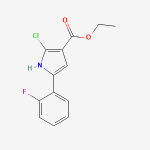 molecular formula C13H11ClFNO2 B8691047 Ethyl 2-chloro-5-(2-fluorophenyl)-1H-pyrrole-3-carboxylate 