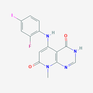 molecular formula C14H10FIN4O2 B8691201 5-((2-Fluoro-4-iodophenyl)amino)-8-methylpyrido[2,3-d]pyrimidine-4,7(3H,8H)-dione 