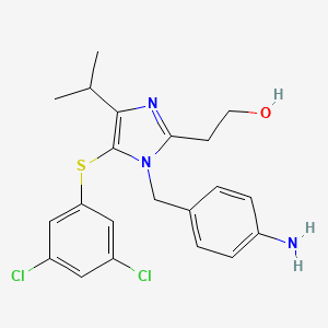 B8691316 1H-Imidazole-2-ethanol, 1-((4-aminophenyl)methyl)-5-((3,5-dichlorophenyl)thio)-4-(1-methylethyl)- CAS No. 178980-33-1