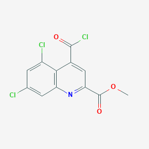 molecular formula C12H6Cl3NO3 B8691457 4-Chlorocarbonyl-5,7-dichloro-2-methoxycarbonylquinoline 