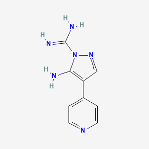 molecular formula C9H10N6 B8691503 1-Amidino-4-(4-pyridyl)-5-aminopyrazole CAS No. 61959-35-1