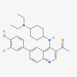 1-{6-(3-Chloro-4-hydroxyphenyl)-4-[4-(diethylamino)cyclohexylamino]quinolin-3-yl}ethanone