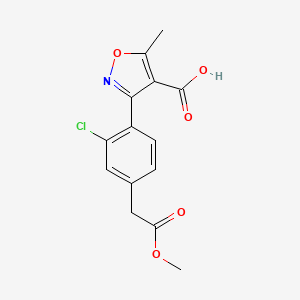 molecular formula C14H12ClNO5 B8692057 3-[2-Chloro-4-(2-methoxy-2-oxoethyl)phenyl]-5-methyl-1,2-oxazole-4-carboxylic acid CAS No. 870194-63-1