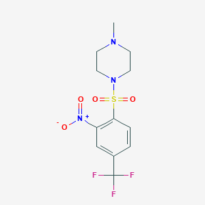 molecular formula C12H14F3N3O4S B8692133 1-Methyl-4-(2-nitro-4-(trifluoromethyl)phenylsulfonyl)piperazine 
