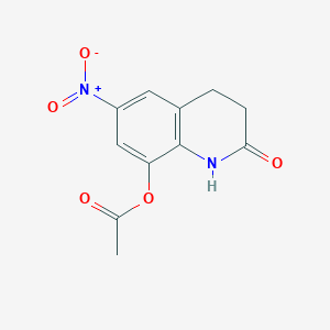 molecular formula C11H10N2O5 B8692269 6-Nitro-2-oxo-1,2,3,4-tetrahydroquinolin-8-yl acetate 