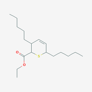 molecular formula C18H32O2S B8692633 ethyl 3,6-dipentyl-3,6-dihydro-2H-thiopyran-2-carboxylate 