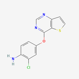 molecular formula C12H8ClN3OS B8693222 2-Chloro-4-(thieno[3,2-d]pyrimidin-4-yloxy)benzenamine 