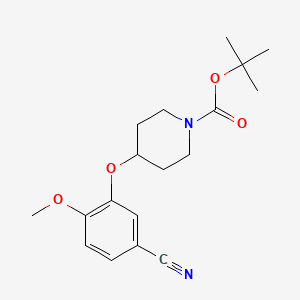 molecular formula C18H24N2O4 B8693228 Tert-butyl 4-(5-cyano-2-methoxyphenoxy)piperidine-1-carboxylate 