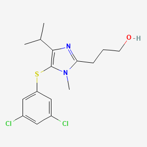 molecular formula C16H20Cl2N2OS B8693234 1H-Imidazole-2-propanol, 5-((3,5-dichlorophenyl)thio)-1-methyl-4-(1-methylethyl)- CAS No. 178980-60-4