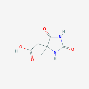 molecular formula C6H8N2O4 B8693304 2-(4-Methyl-2,5-dioxoimidazolidin-4-yl)acetic acid 