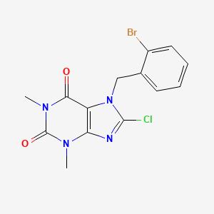 molecular formula C14H12BrClN4O2 B8693524 Purine-2,6(1H,3H)-dione, 7-(2-bromobenzyl)-8-chloro-1,3-dimethyl- 