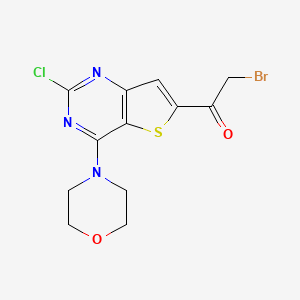 molecular formula C12H11BrClN3O2S B8693604 2-Bromo-1-(2-chloro-4-morpholinothieno[3,2-d]pyrimidin-6-yl)ethanone 