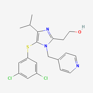 molecular formula C20H21Cl2N3OS B8693623 1H-Imidazole-2-ethanol, 5-((3,5-dichlorophenyl)thio)-4-(1-methylethyl)-1-(4-pyridinylmethyl)- CAS No. 178980-79-5