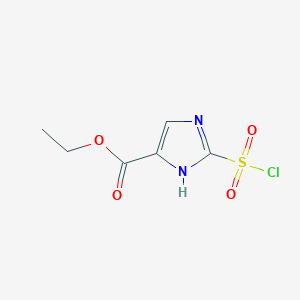 molecular formula C6H7ClN2O4S B8693709 Ethyl 2-(chlorosulfonyl)-1H-imidazole-5-carboxylate 