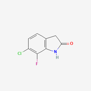 molecular formula C8H5ClFNO B8693784 6-Chloro-7-fluoroindolin-2-one 