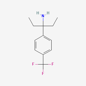 molecular formula C12H16F3N B8693956 3-[4-(Trifluoromethyl)phenyl]pentan-3-amine 