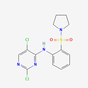 molecular formula C14H14Cl2N4O2S B8694019 2,5-dichloro-N-(2-(pyrrolidin-1-ylsulfonyl)phenyl)pyrimidin-4-amine 