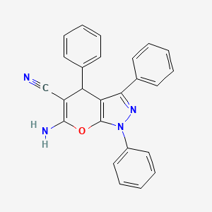 molecular formula C25H18N4O B8694386 6-amino-1,3,4-triphenyl-4H-pyrano[2,3-c]pyrazole-5-carbonitrile CAS No. 53316-58-8