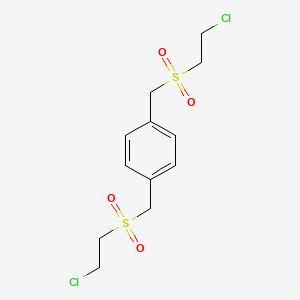molecular formula C12H16Cl2O4S2 B8694445 1,4-Bis{[(2-chloroethyl)sulfonyl]methyl}benzene 