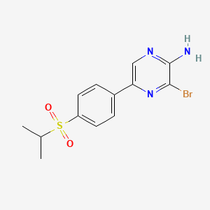 molecular formula C13H14BrN3O2S B8694464 3-Bromo-5-(4-(isopropylsulfonyl)phenyl)pyrazin-2-amine 