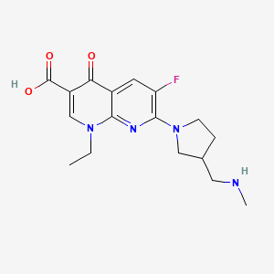 molecular formula C17H21FN4O3 B8694538 1-Ethyl-6-fluoro-7-{3-[(methylamino)methyl]pyrrolidin-1-yl}-4-oxo-1,4-dihydro-1,8-naphthyridine-3-carboxylic acid CAS No. 91187-82-5