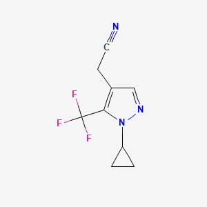 molecular formula C9H8F3N3 B8694596 2-(1-Cyclopropyl-5-(trifluoromethyl)-1H-pyrazol-4-yl)acetonitrile CAS No. 1402445-92-4